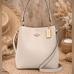 Coach Pebbled Leather Small Town Bucket Bag in Chalk White Gold Hardware